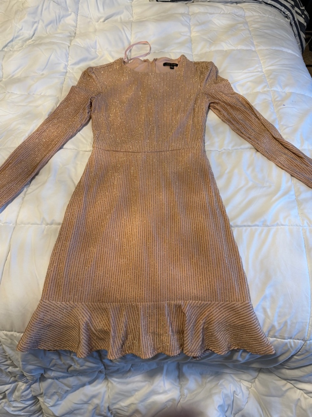 City Studio Long Sleeve Knit Mini Dress in Blush Pink